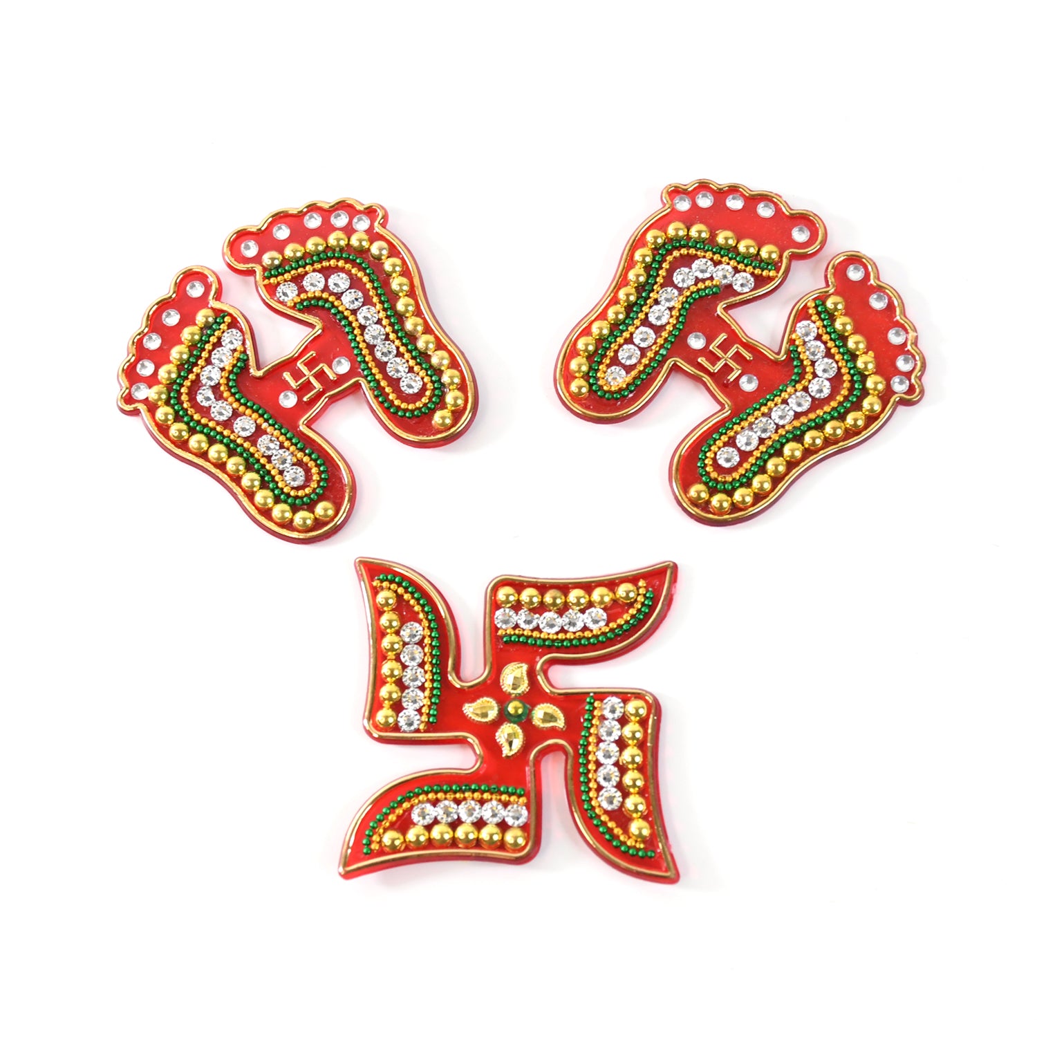 Decorative Laxmi Charan (Pagla)  Swastik Combo Set (3pc Set) Decorative Laxmi Charan (Pagla)  Swastik Combo Set (3pc Set)